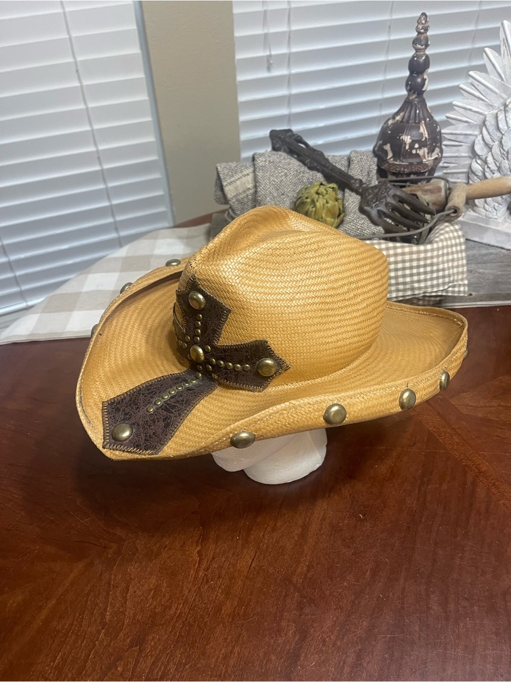 Bullhide No Mercy Panama Straw Western Hat Leather Cross - Picture 2 of 12